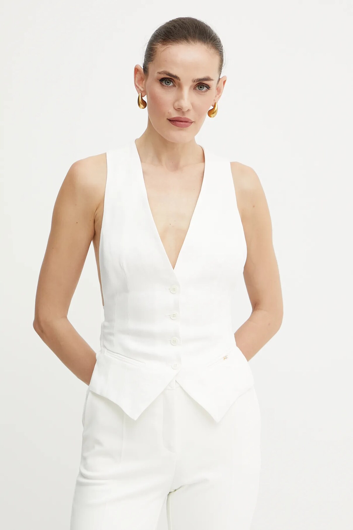 

Жилет льняной Elisabetta Franchi, белый