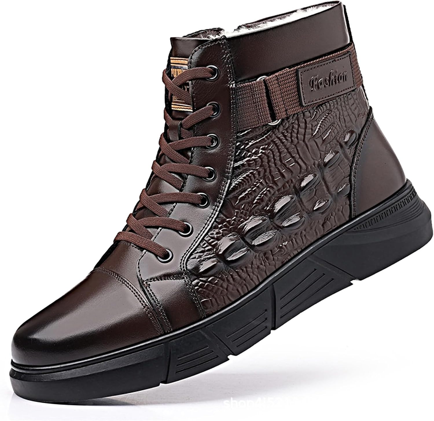 

Мужские классические ботинки Myallfeet в итальянском стиле с высокой голенью, узорчатые чукка, модная боковая молния, утепленные и противоскользящие шерстяные ботинки, премиальные деловые ботинки до щиколотки, коричневый