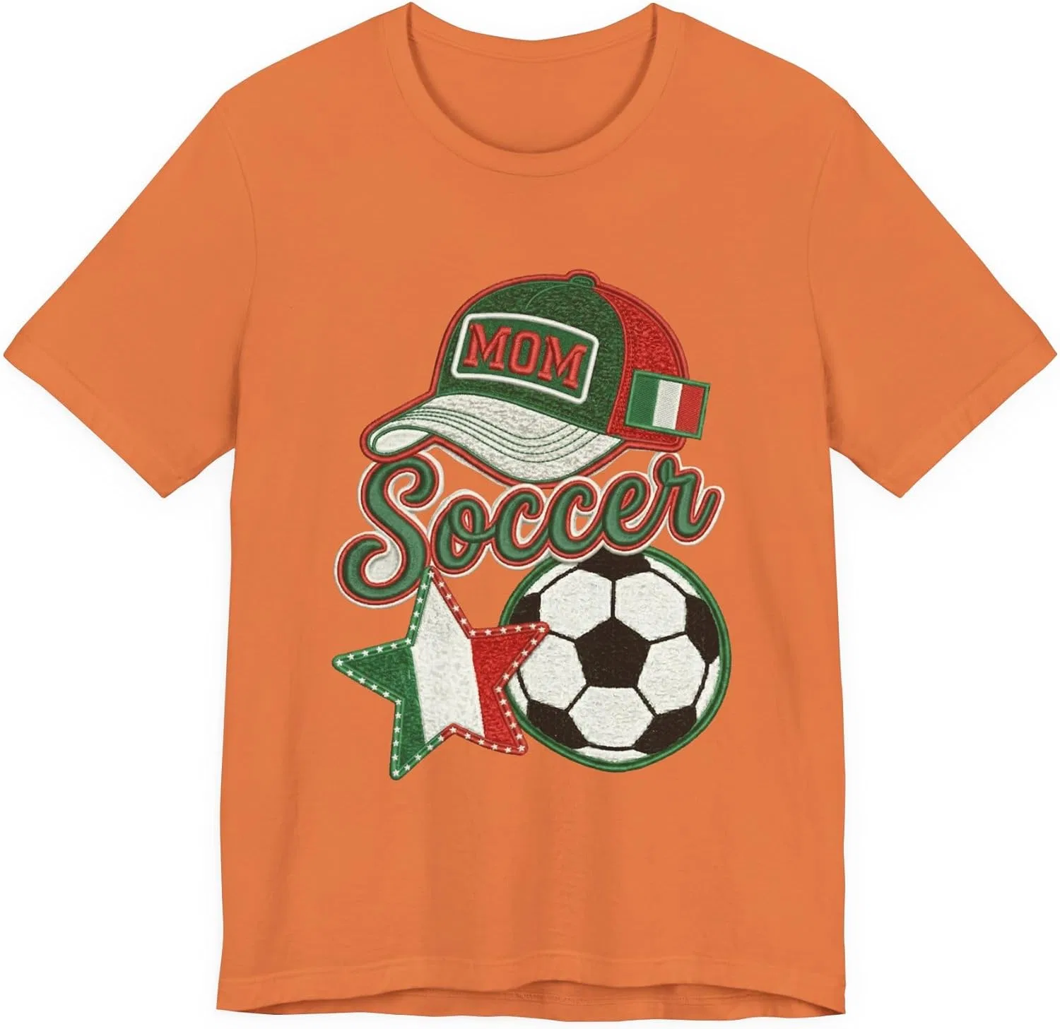 Футболка с принтом Mom Soccer Cap and Ball, итальянский флаг, Burnt Orange