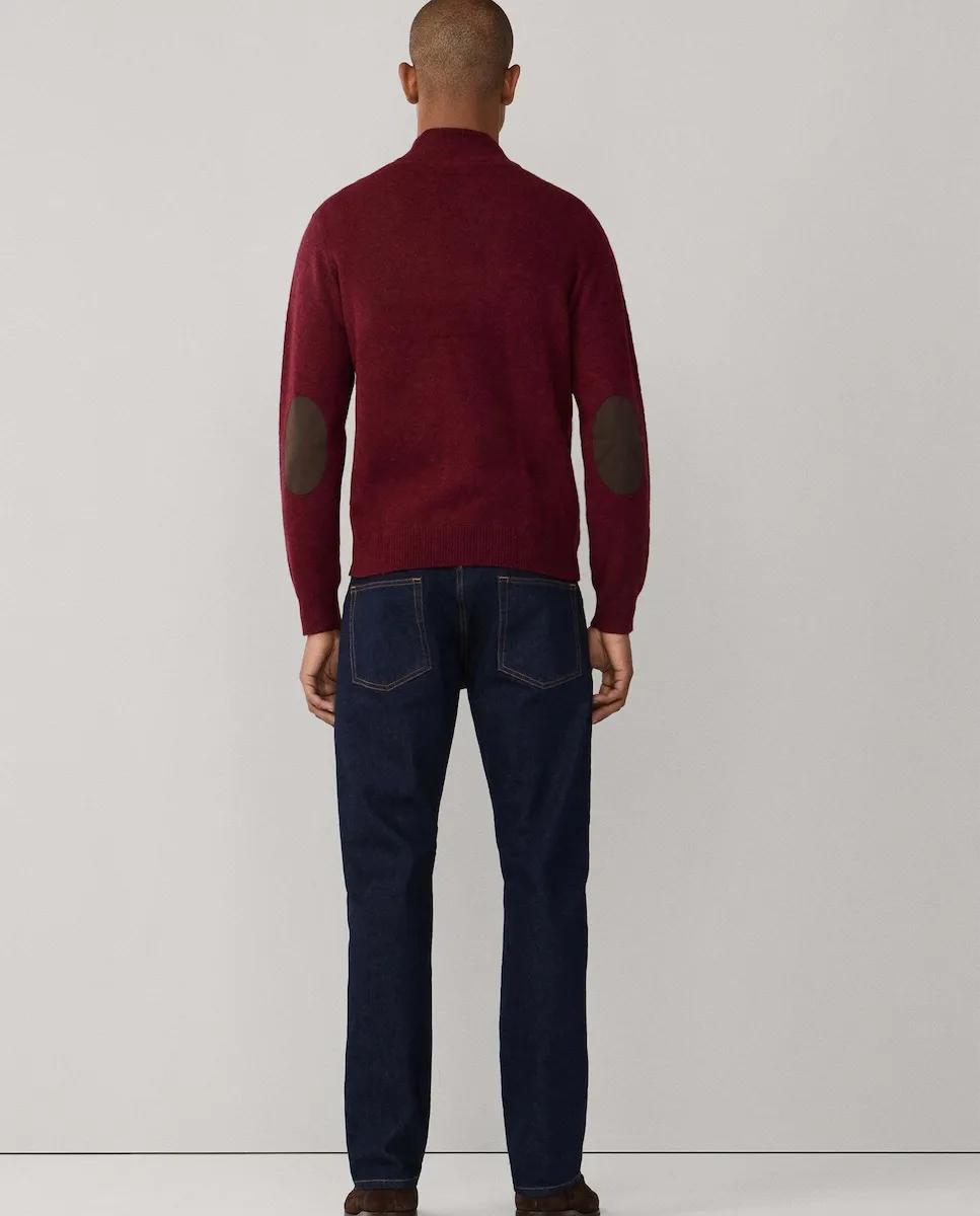 

Мужской свитер из шерсти ягненка с четвертной застежкой-молнией Hackett, красный