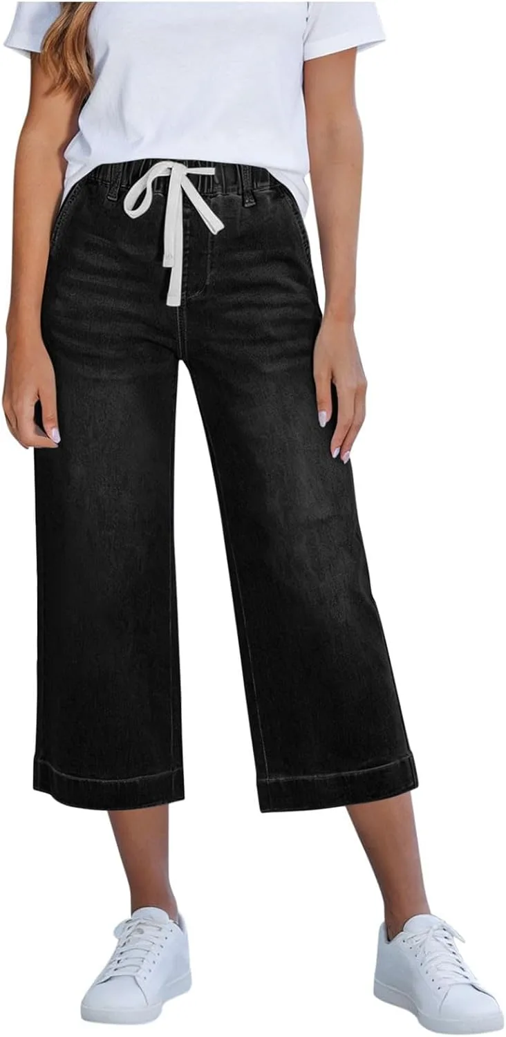 

Женские джинсы Wide Leg с высокой эластичной талией и завязками