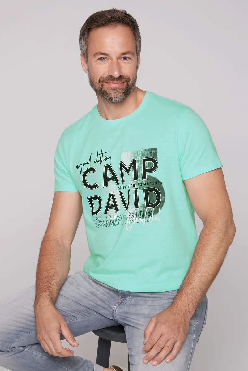 

Рубашка CAMP DAVID с круглым вырезом, хлопок, синий