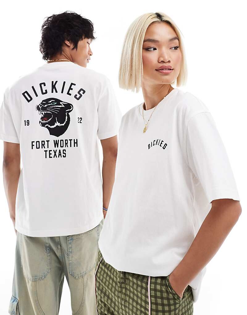 

Dickies — белая футболка с коротким рукавом и принтом пантеры