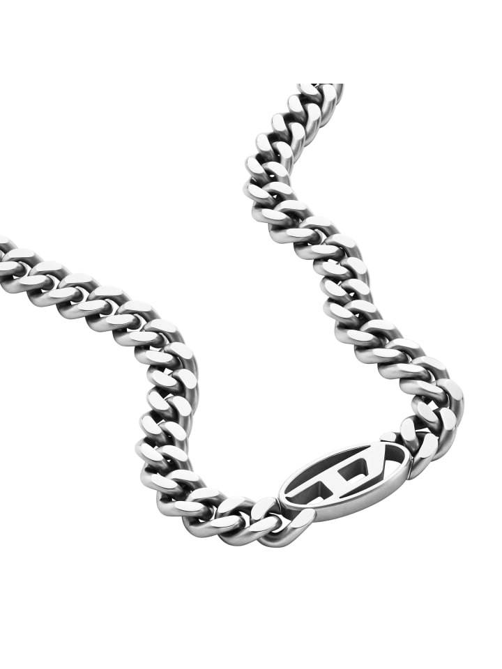 

Diesel Колье The Link с логотипом-биркой, серебряное