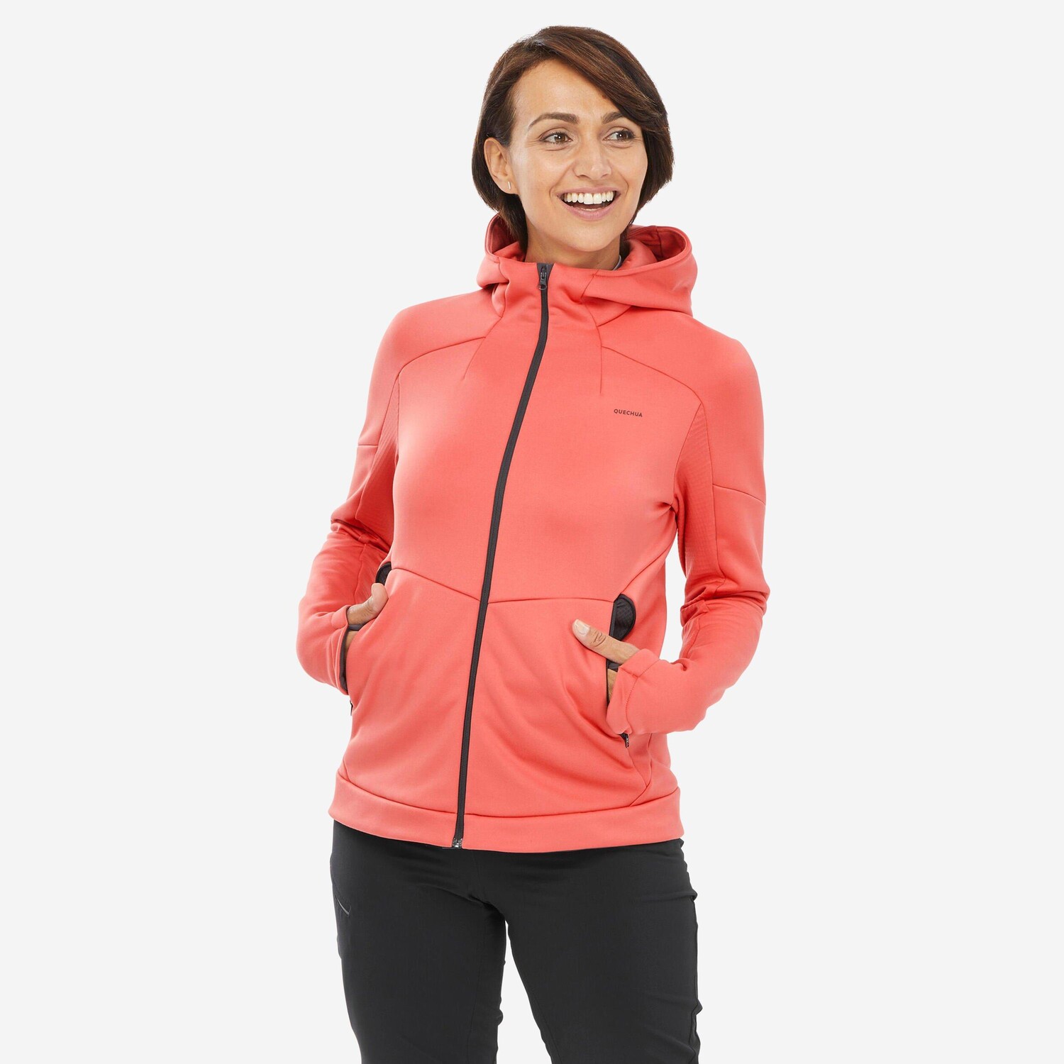 

Флисовая куртка Decathlon для походов с капюшоном — Mh520 Quechua, оранжевый