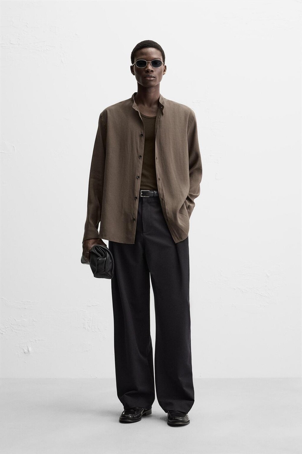 

Струящаяся рубашка ZARA, коричневый