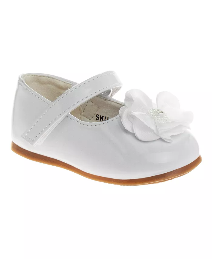 

Детские туфли-балетки для девочек на липучках с цветочным принтом Josmo, белый