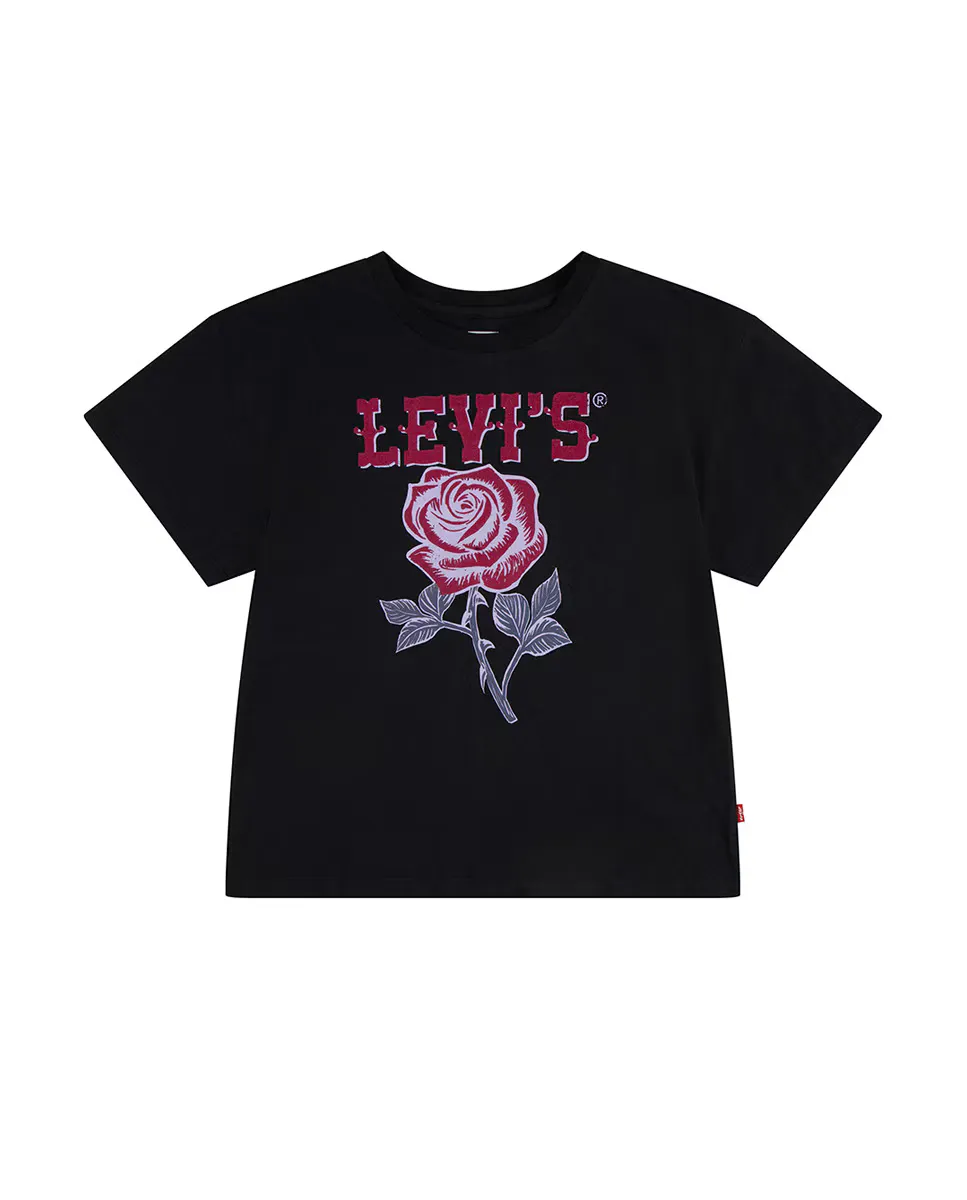 

Огромная футболка из органического хлопка для девочек Western Roses Levi's, черный