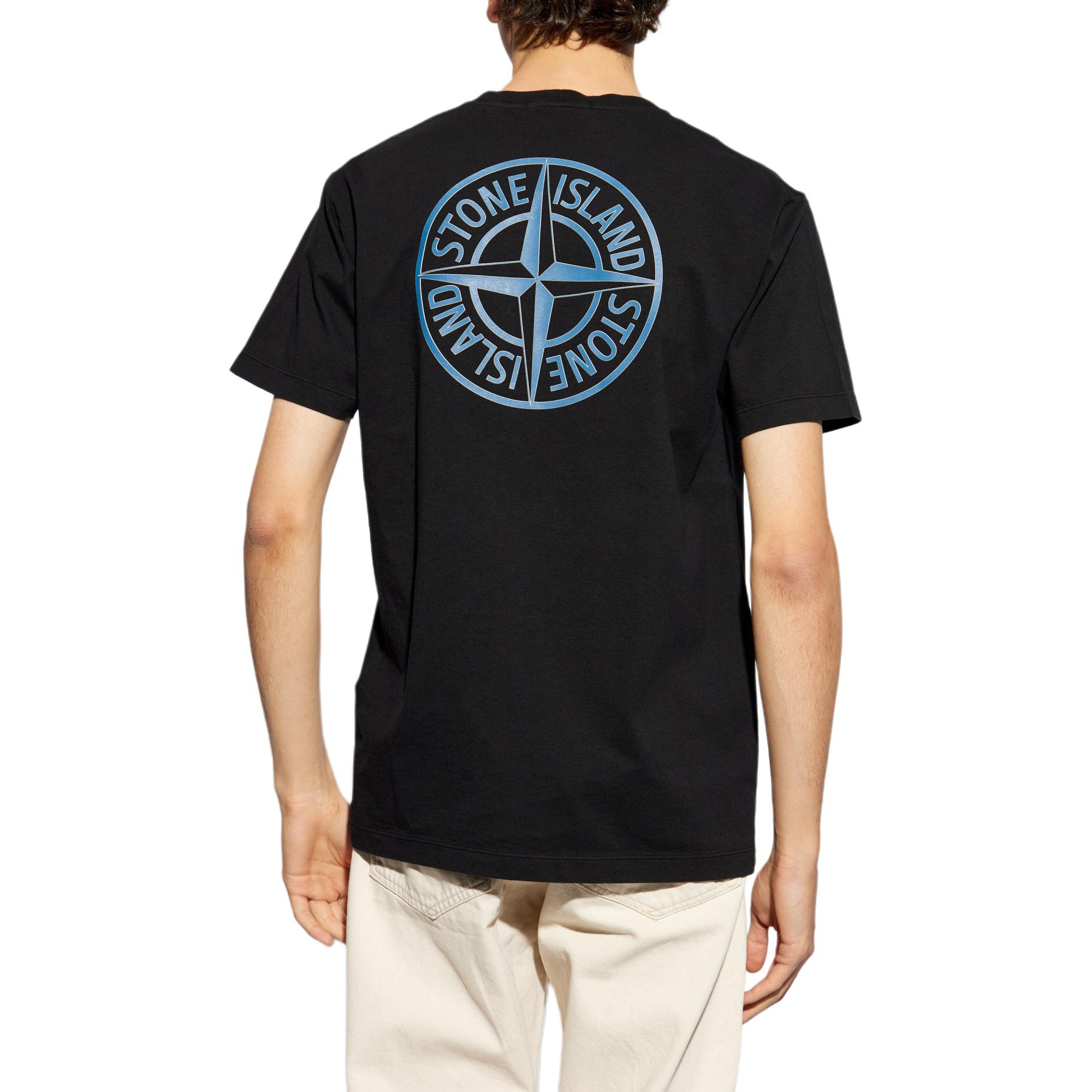 Футболка мужская Stone Island с принтом на спине, черный — фото 2