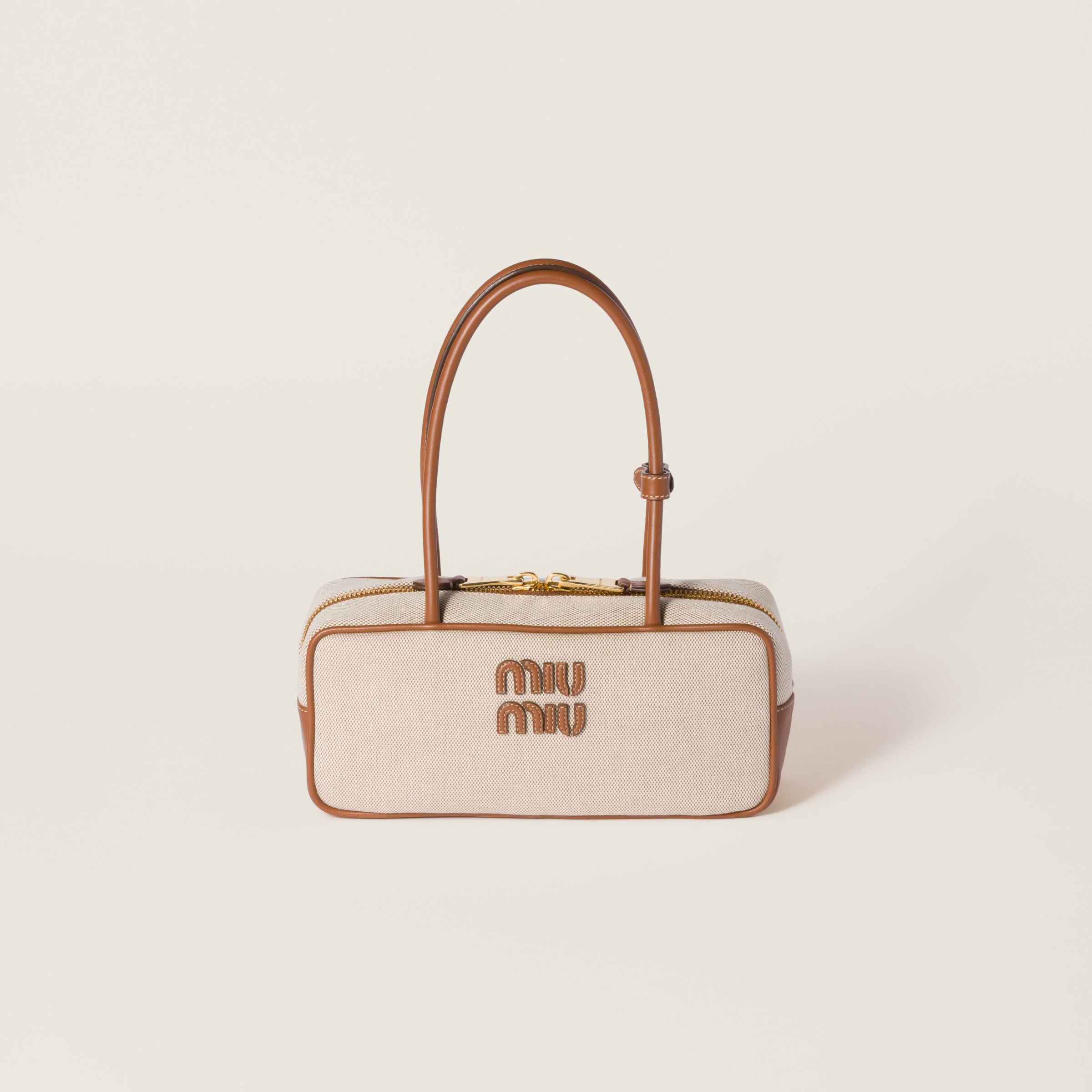 

Сумка Beau из холста и кожи MIU MIU, бежевый