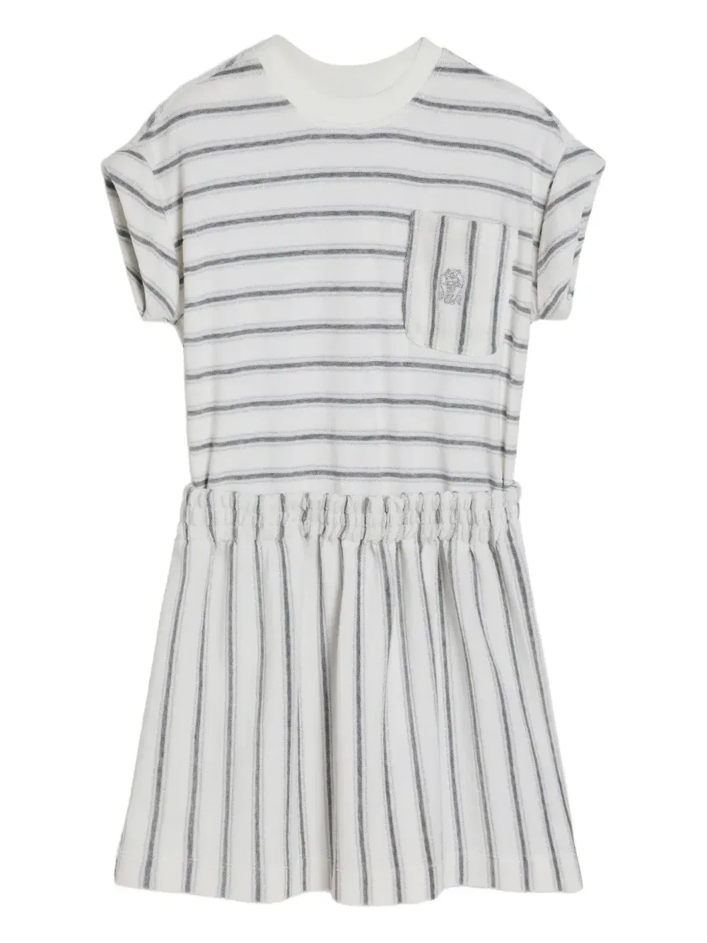 Платье из джерси в полоску Brunello Cucinelli Kids, белый