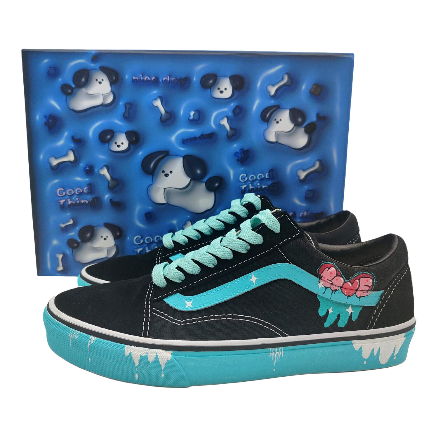 

Кроссовки для скейтбординга Old Skool, унисекс, низкие, черный/синий Vans