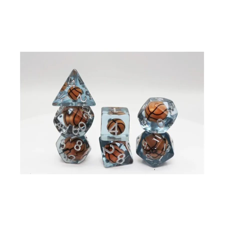 

Набор Poly — баскетбол с серебром (7), Dice Sets - Resin/Acrylic - Blue, Green, & Purple (Foam Brain Games)