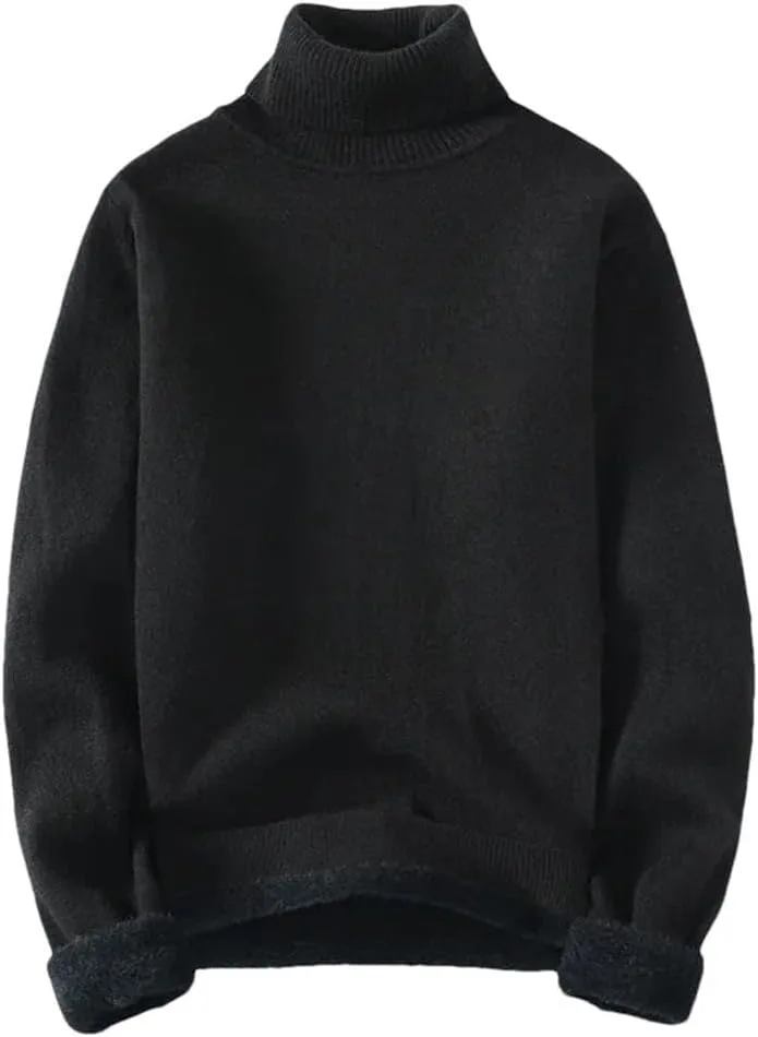 

Мужской зимний флисовый водолазка вязаный длинный рукав однотонный повседневный пуловер Vsadsau