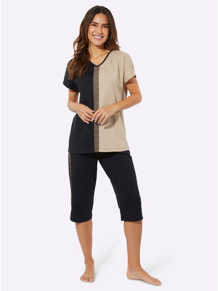 

Sieh an! Пижама-капри черного и бежевого цвета