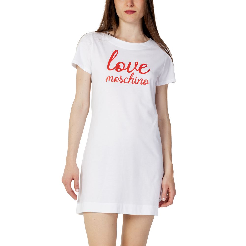 

Белое хлопковое платье LOVE MOSCHINO