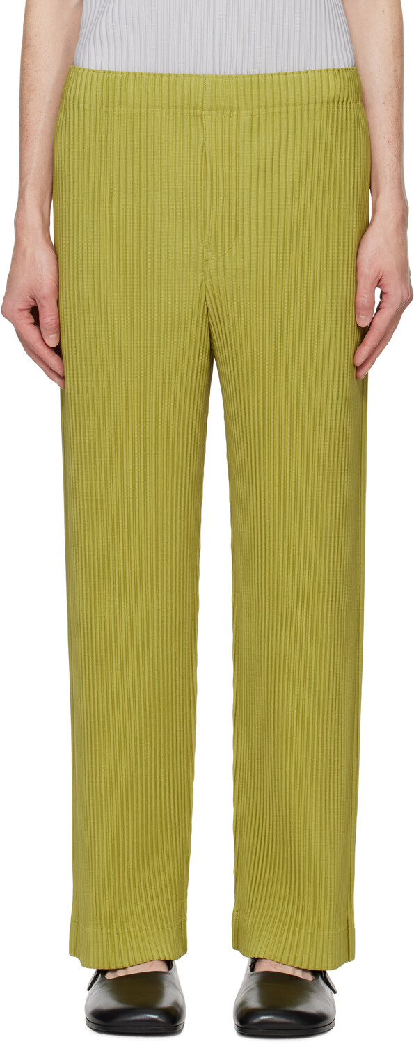 

Зеленые брюки ежемесячного цвета октября HOMME PLISSe ISSEY MIYAKE, Green Tea