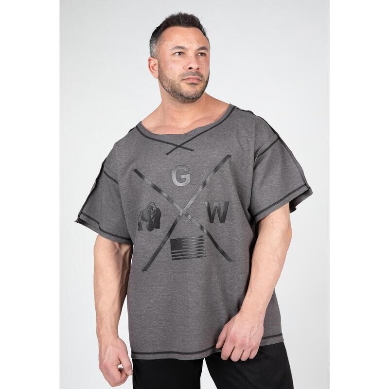 

GORILLA WEAR Sheldon Мужская футболка для бодибилдинга с коротким рукавом серая