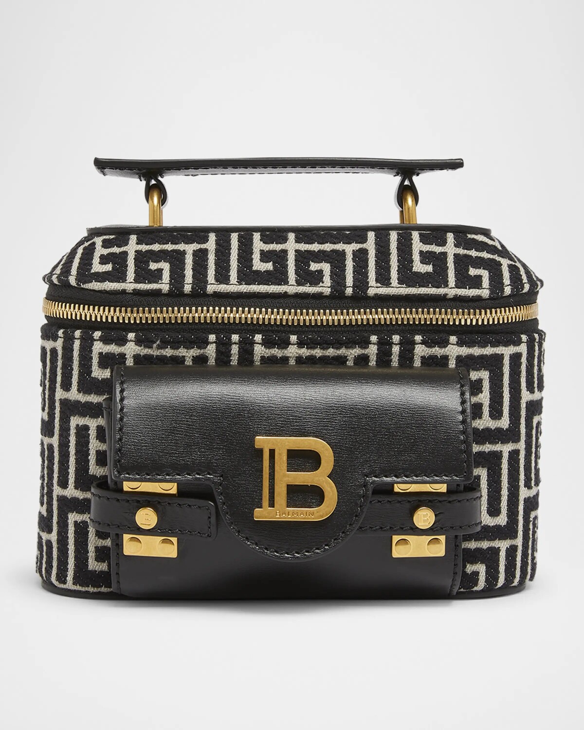 

Сумка B Buzz Vanity с ручкой сверху из жаккарда Monogam Balmain, цвет Gfe Ivoire Noir