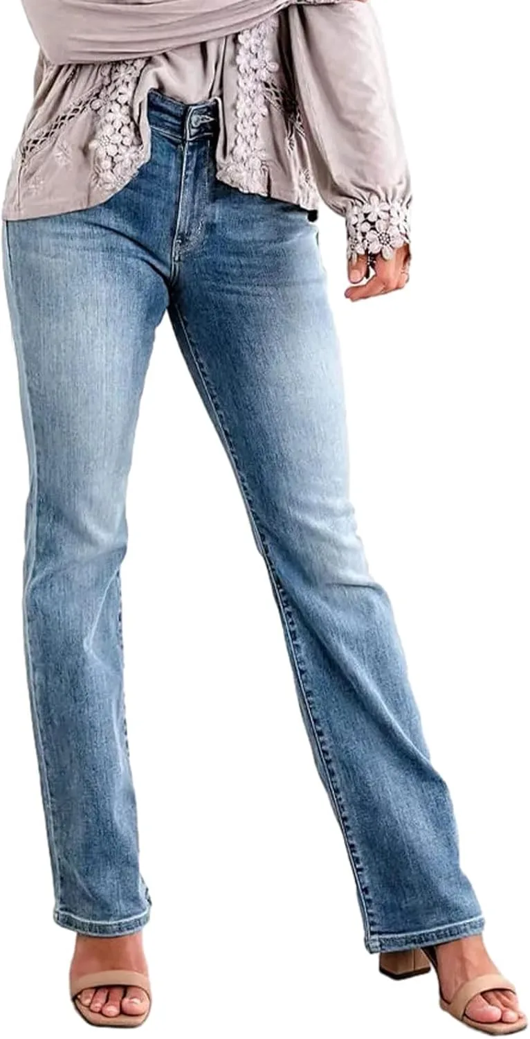 

Женские джинсы bootcut с эффектом коррекции фигуры high waisted Tazeap