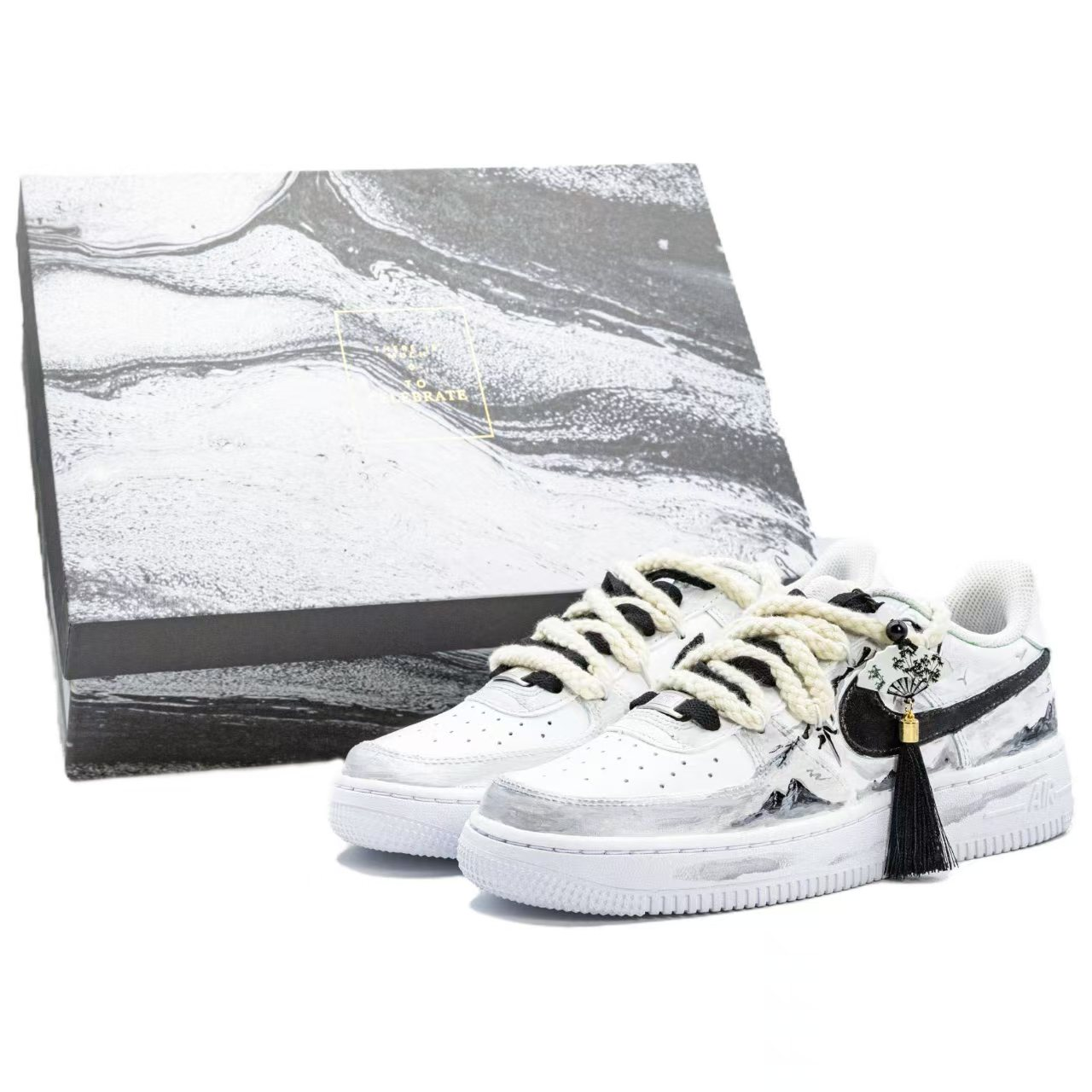 

Nike Кроссовки Air Force 1 с низким верхом, противоскользящие, износостойкие, мужские, черно-белые