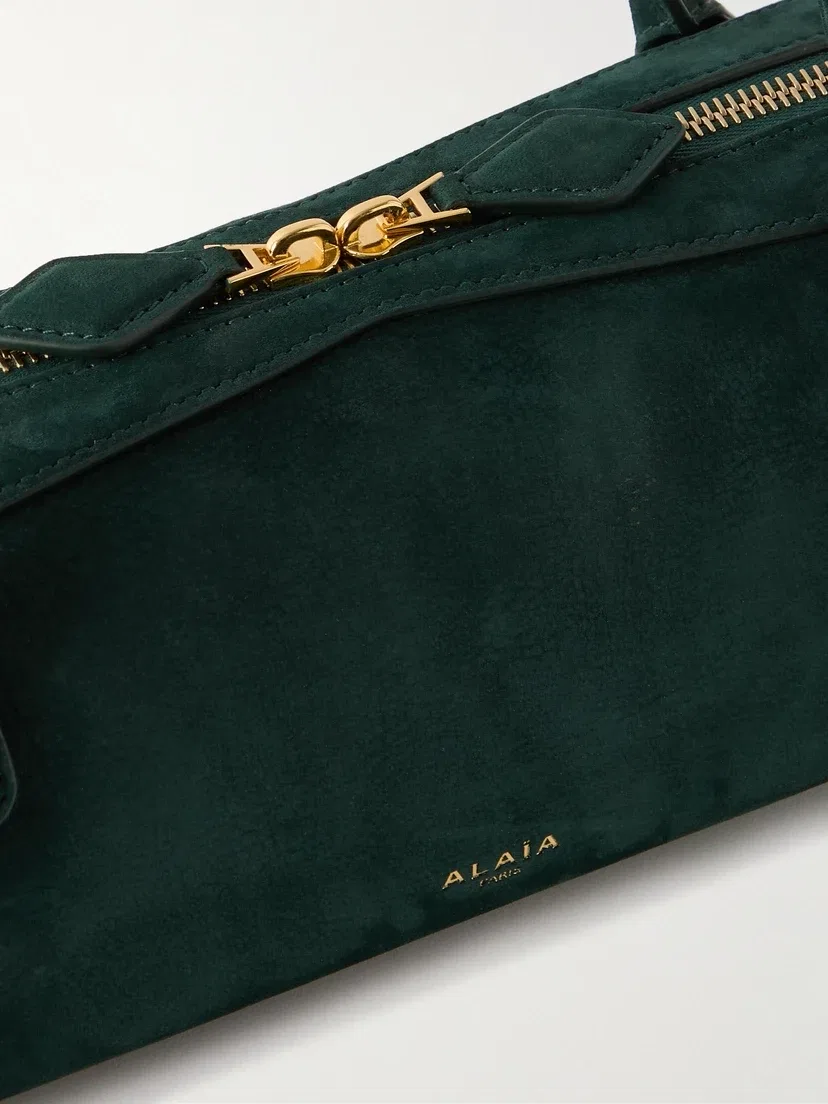 Сумка на плечо Le Teckel среднего размера из нубука Alaïa, зеленый — фото 4