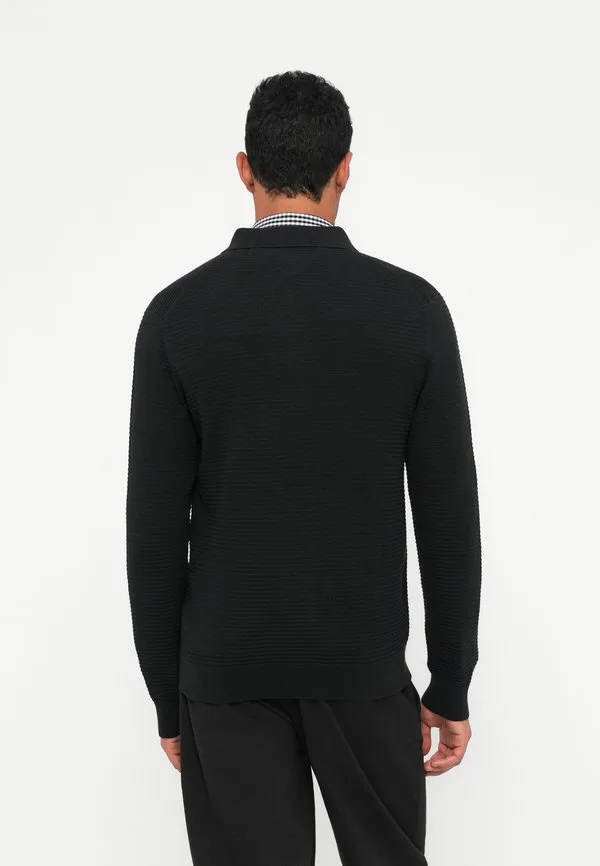 Кардиган-Поло из фактурной вязки с застежкой-молнией Tommy Hilfiger, Black — фото 3
