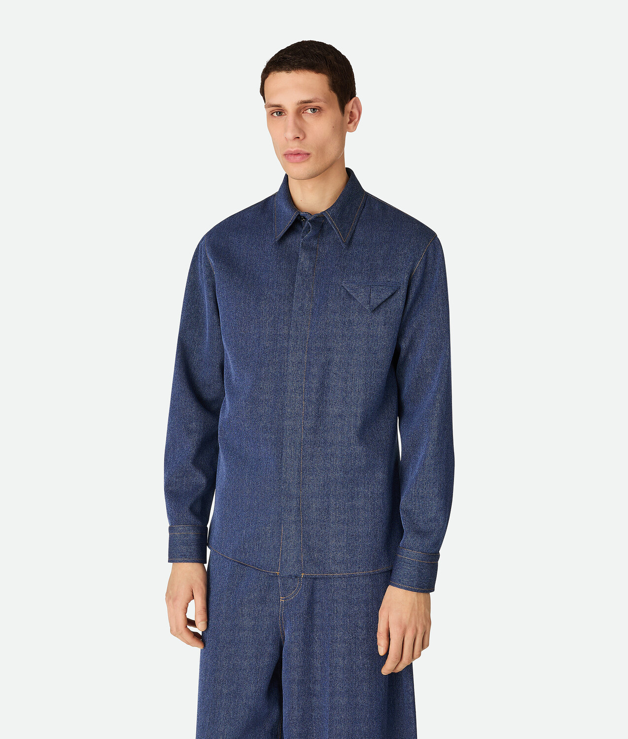 

Wool and cotton shirt BOTTEGA VENETA, индиго