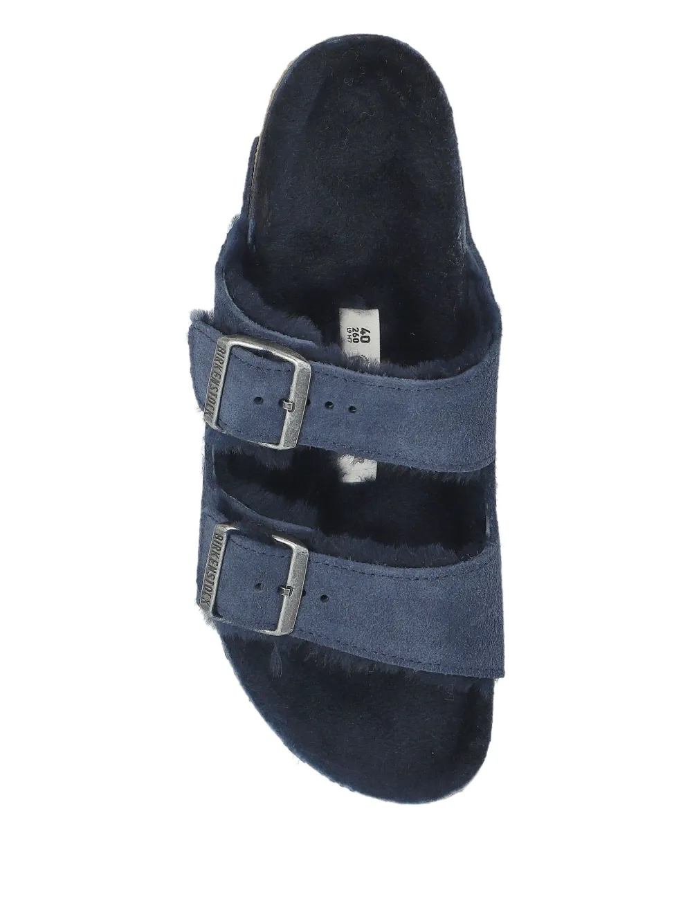Босоножки на плоской подошве с пряжками и отделкой из овчины Birkenstock, синий — фото 3