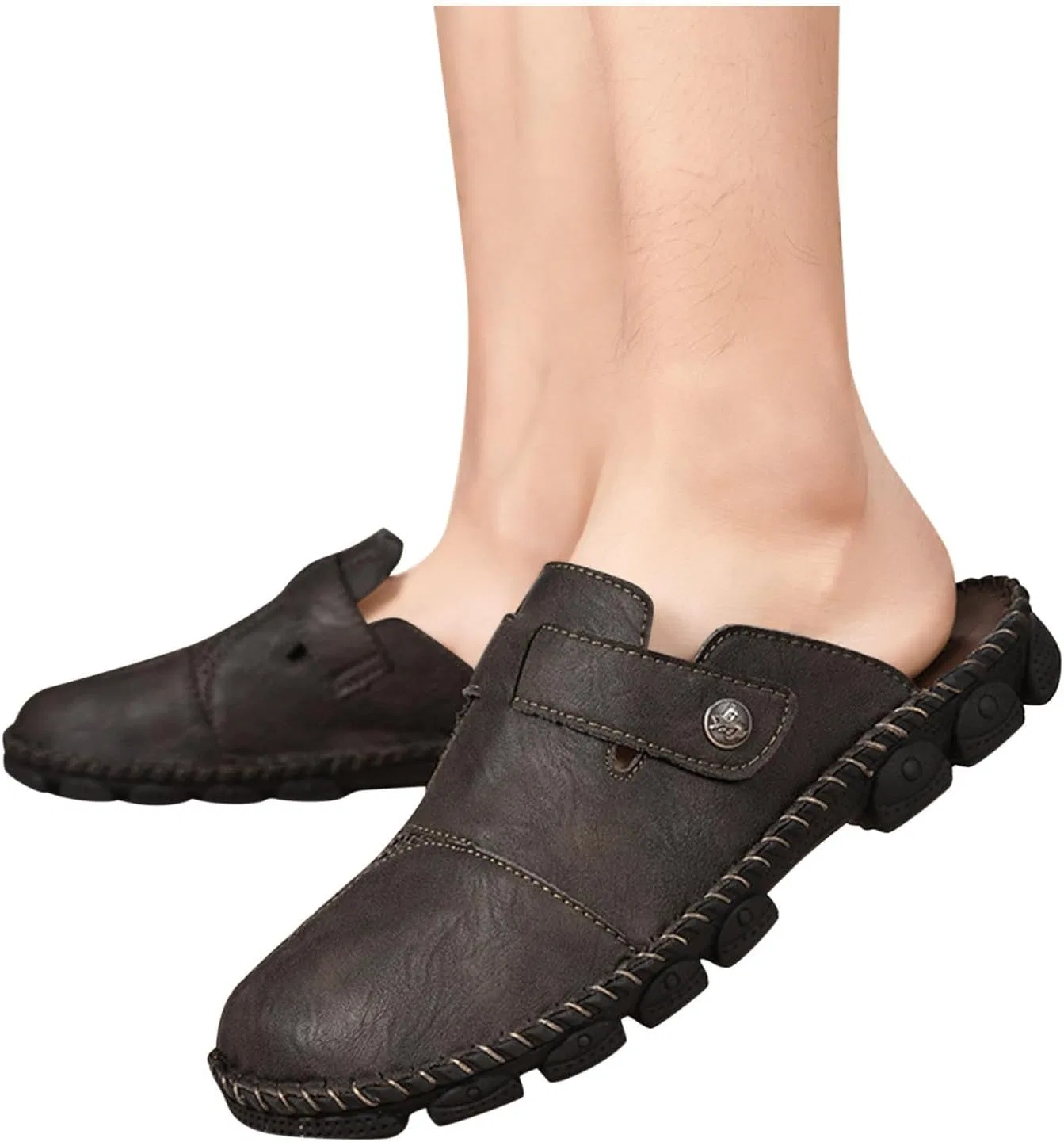 Мужские мюли, закрытый нос, замша, Loafers & Slip-Ons, Dark Gray — фото 4