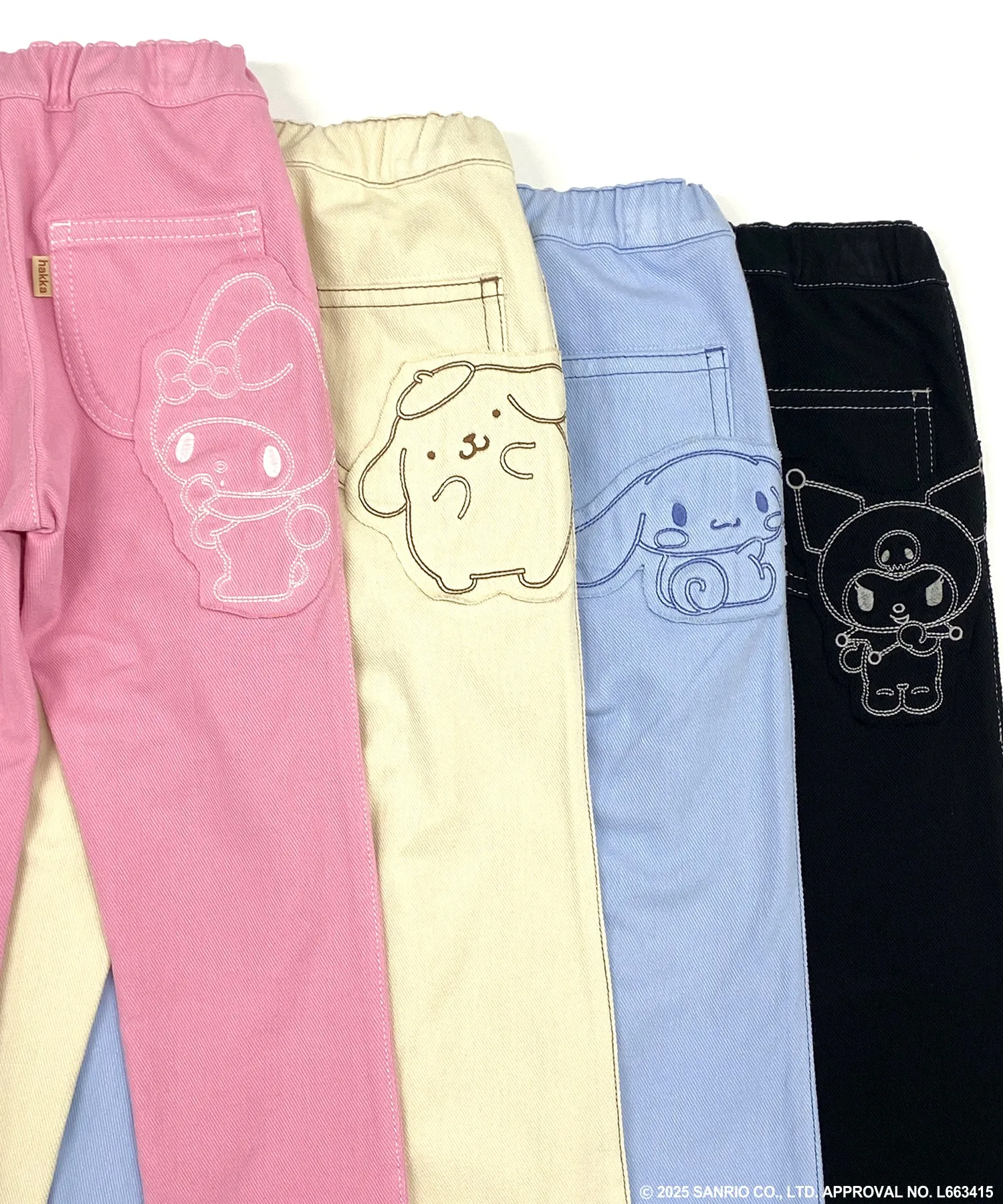Детские штаны stretch cut twill slim с аппликацией Sanrio Characters hakka kids сакс — фото 2