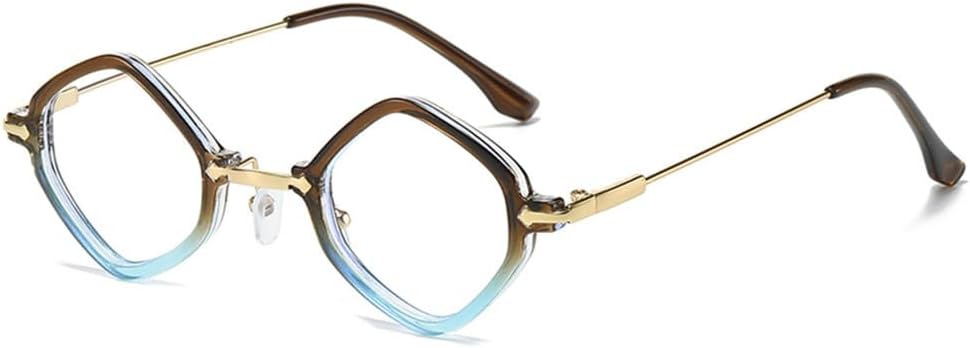 

Ретро-солнцезащитные очки для женщин в стиле «маленький многоугольник», прозрачные линзы с градиентом, защита от УФ-излучения UV400, мужские солнцезащитные очки в стиле панк generic, Tea Blue Clear