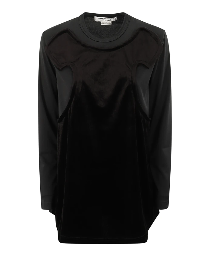 

Топ с длинными рукавами и отделкой из синели Comme Des Garã§Ons, черный