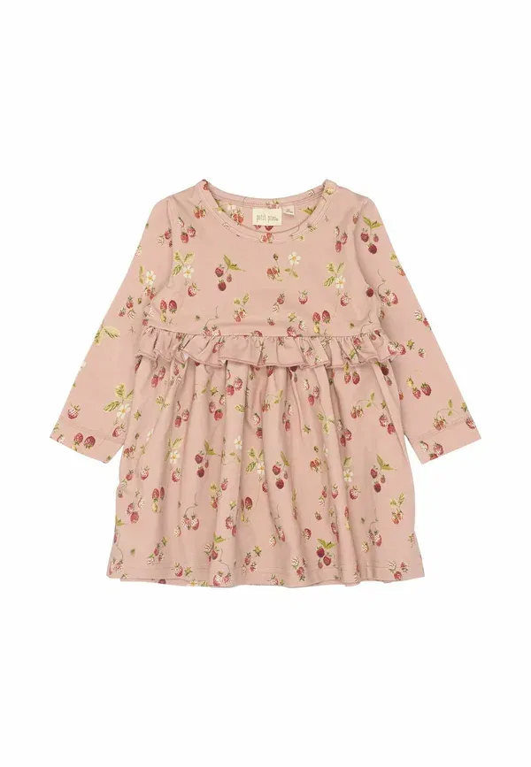 Платье повседневное Petit Piao, misty rose strawberry aop, туманно-розовый с клубникой
