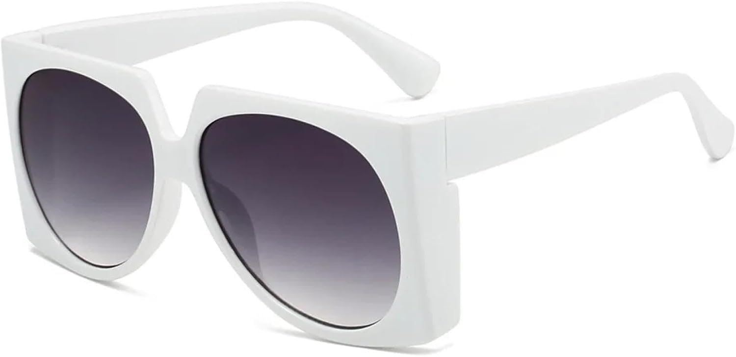 

Винтажные большие солнцезащитные очки неправильной формы для женщин и мужчин в стиле панк, популярные, в крупной оправе, роскошные, с защитой от УФ-излучения UV400 TYUVIVO, White Gray