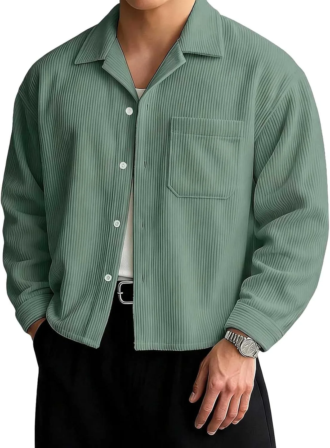 

Коричневые рубашки для мужчин Vintage Loose Long Sleeve Casual Button Down Lapel Lmdudan