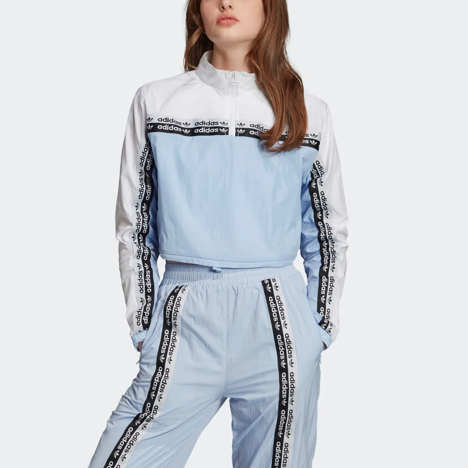 Кроп худи женское синее Adidas Originals — фото 4
