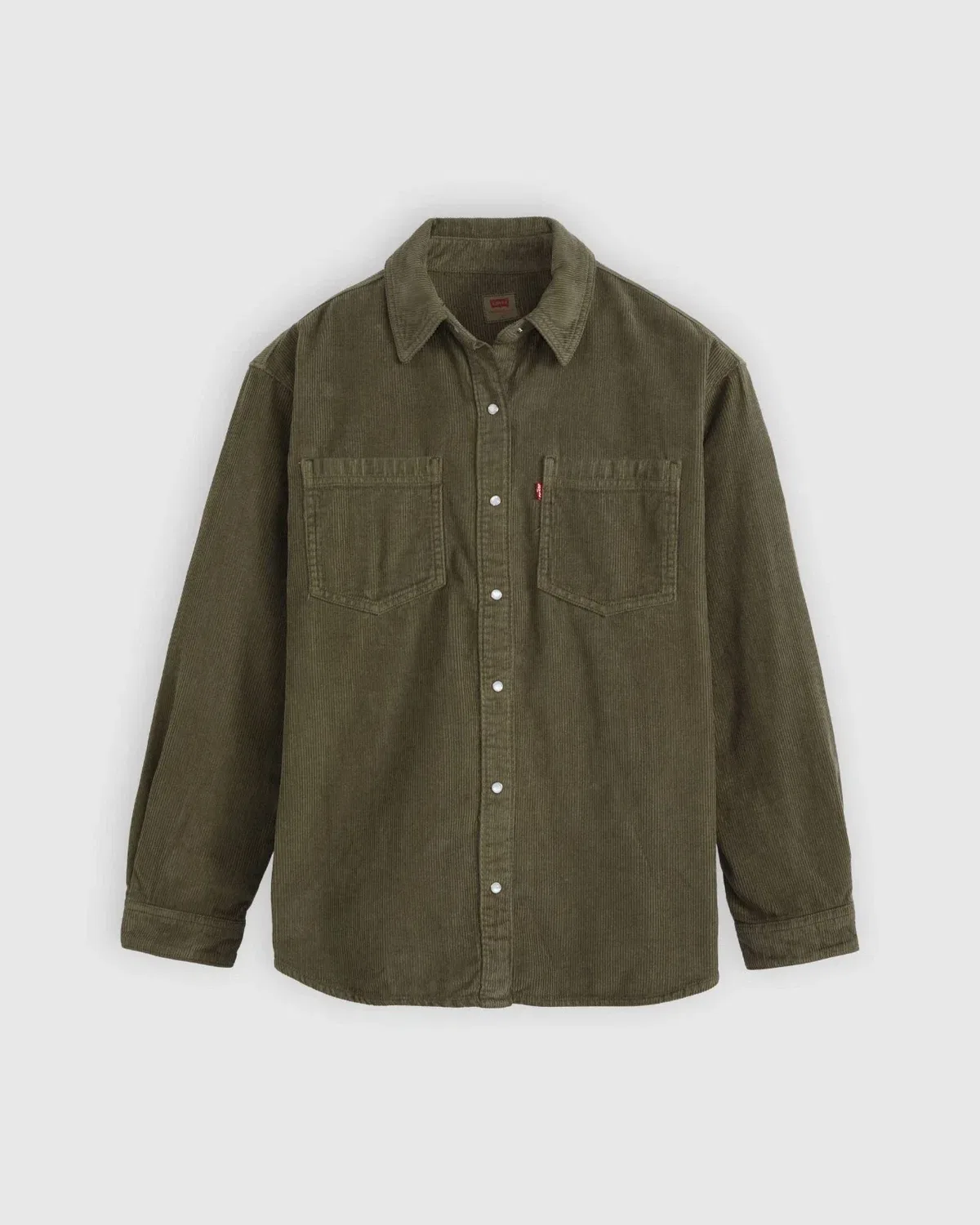Женская вельветовая рубашка Levi's Iris, зеленая, 100% хлопок, на кнопках, JAX1286, Green — фото 4