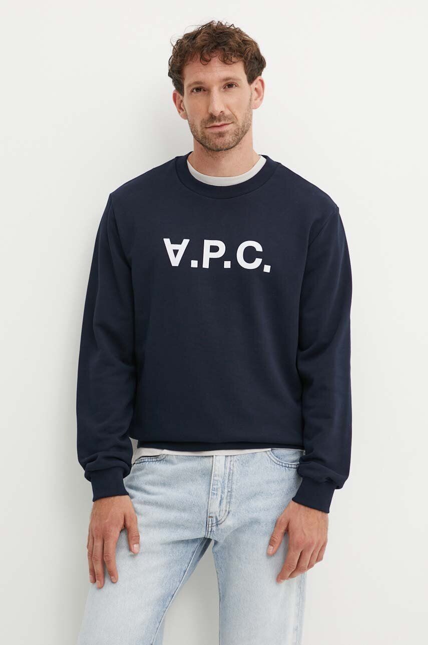 

Хлопковая толстовка Sweat Standard grand vpc GOTS A.P.C., темно-синий