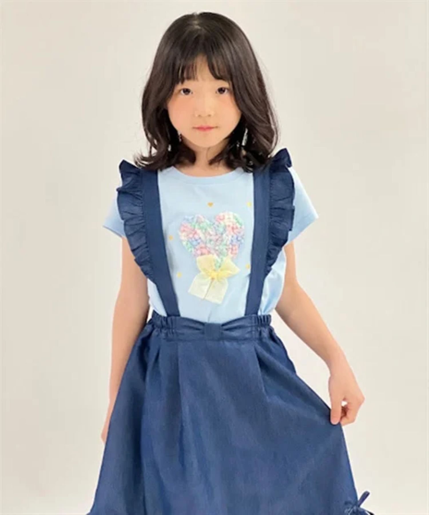 Джинсовая юбка с подтяжками и лямками Axes femme kids, Wash — фото 4