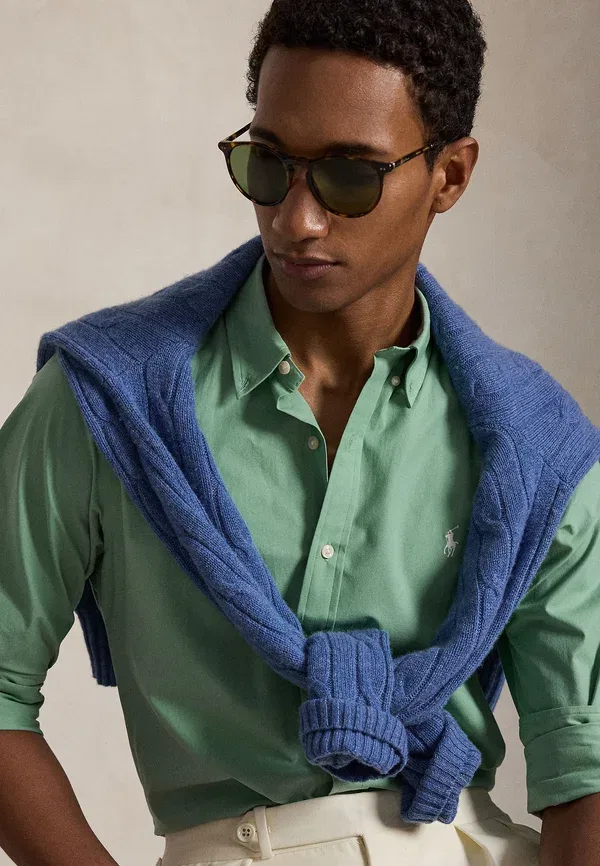 Рубашка из поплина с эффектом стрейч, Slim fit, Polo Ralph Lauren, выцветшая мята — фото 4
