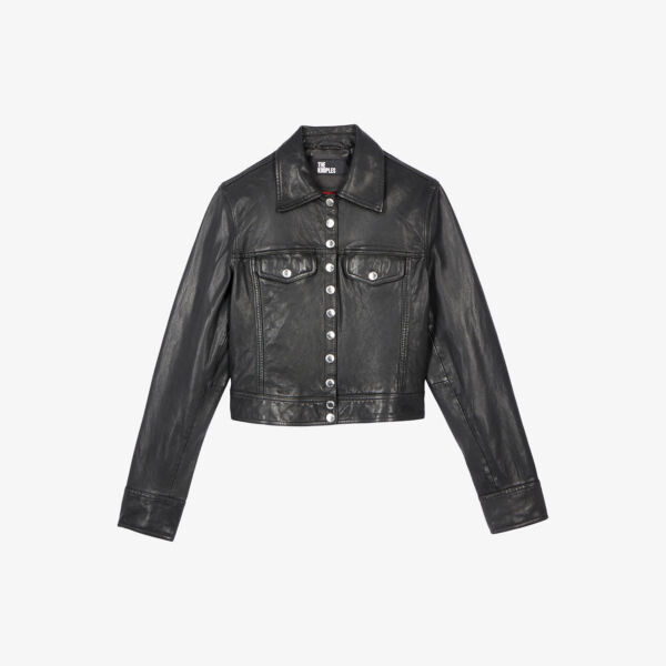 

Укороченная кожаная куртка Branded-Hardware The Kooples, черный