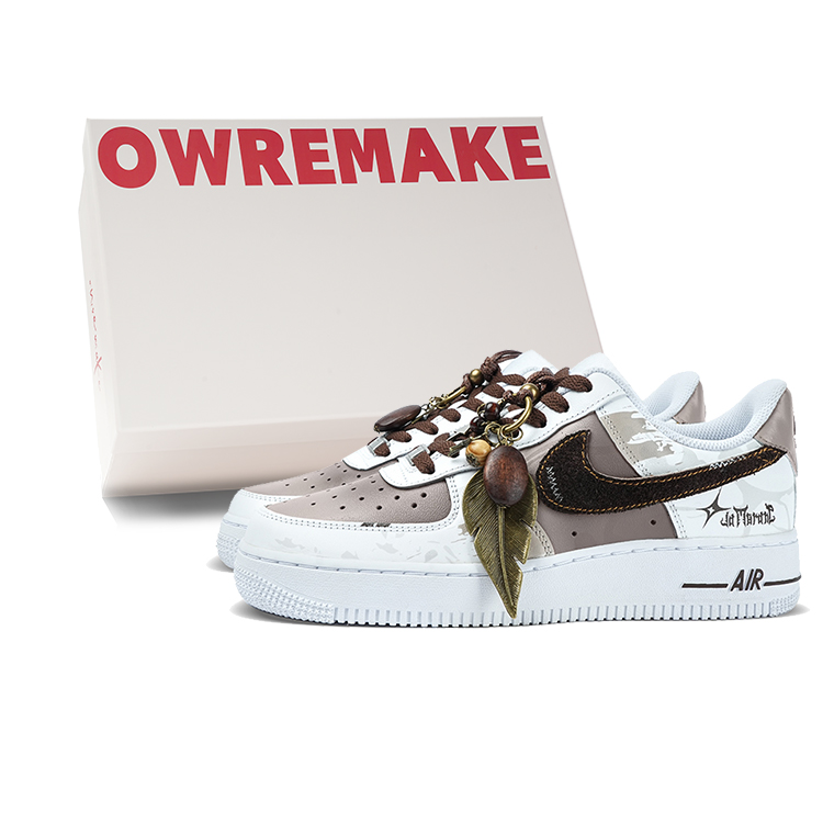

Nike Кроссовки Air Force 1 для скейтбординга с низким верхом, износостойкие, мужские, коричневые, белые