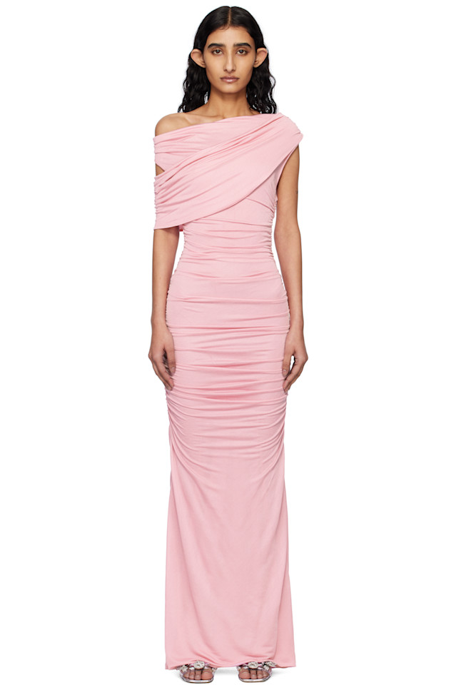 

Макси-платье с одним плечом Blumarine, розовый