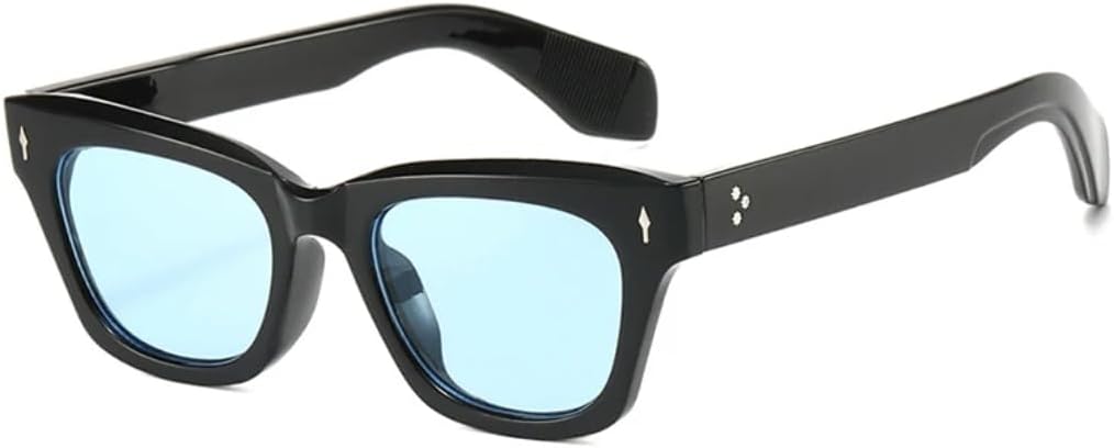 

Модные солнцезащитные очки «кошачий глаз» с прозрачными линзами цвета океана и защитой от УФ-излучения UV400 для женщин и мужчин, в стиле ретро с декором из заклепок TVTBBVV, Black Blue