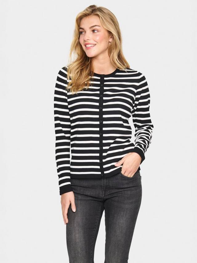 

Приталенный кардиган в полоску mila slim fit Saint Tropez, черный/белый
