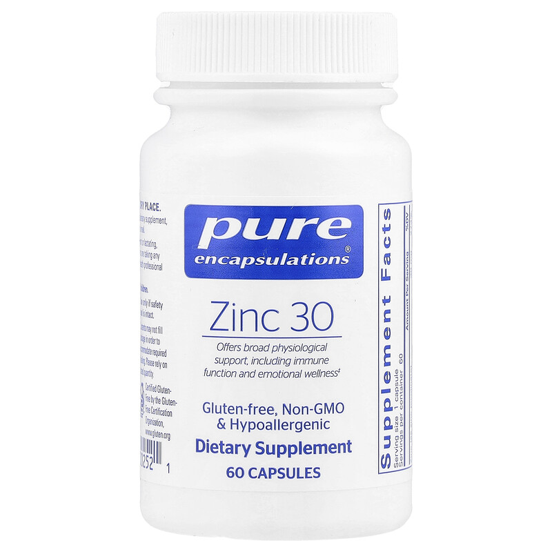 

Pure Encapsulations, Цинк 30, 30 мг, 60 капсул