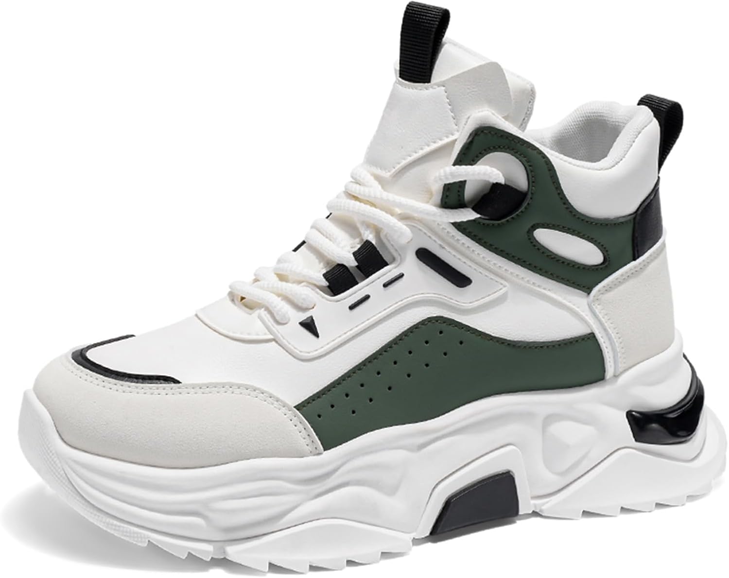 

Мужские модные кроссовки высокие для ходьбы, спортивные и повседневные кроссовки, массивные кроссовки для мужчин Spwagym, белый/зеленый