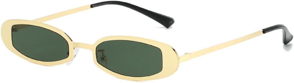 

Солнцезащитные очки с защитой UV400 | Маленькие овальные металлические линзы в стиле панк | для женщин и мужчин | для занятий спортом на открытом воздухе и вождения DSVIGF, Gold Green