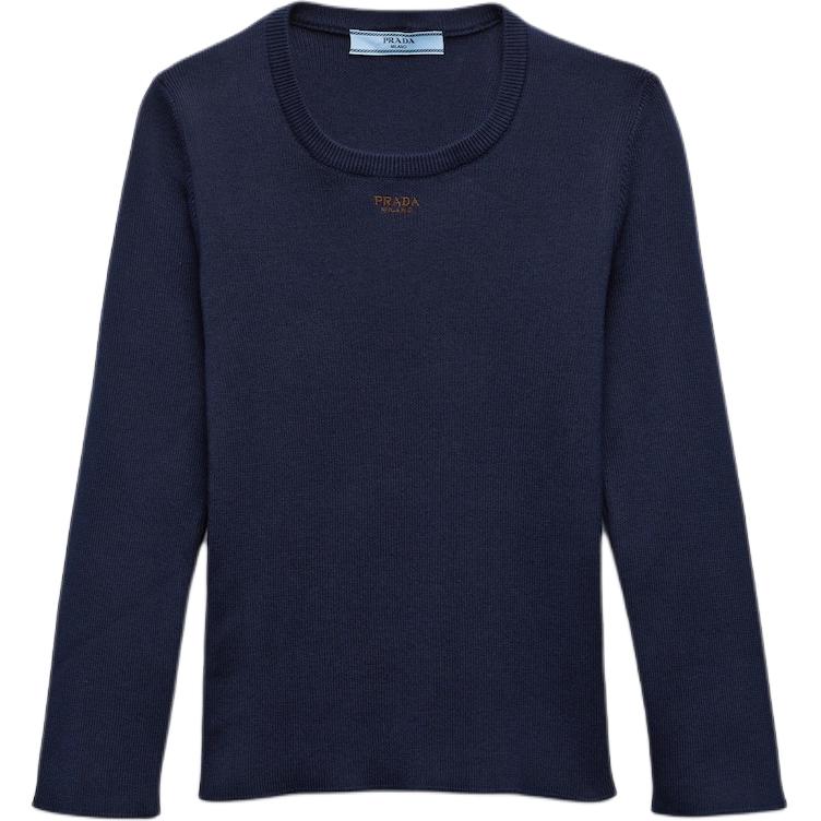 

Топ из хлопка с вышитым логотипом PRADA, синий